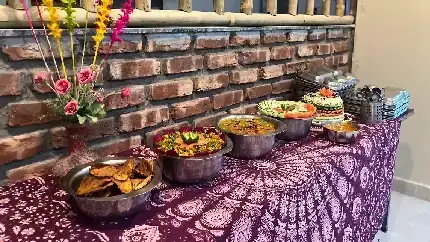 Buffet table with dishes