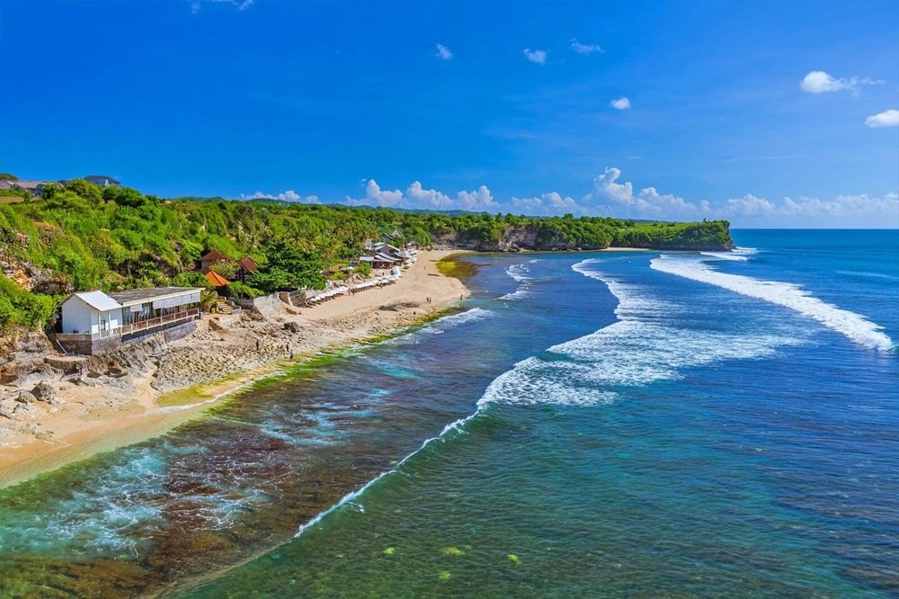 Bali beach coastline in January