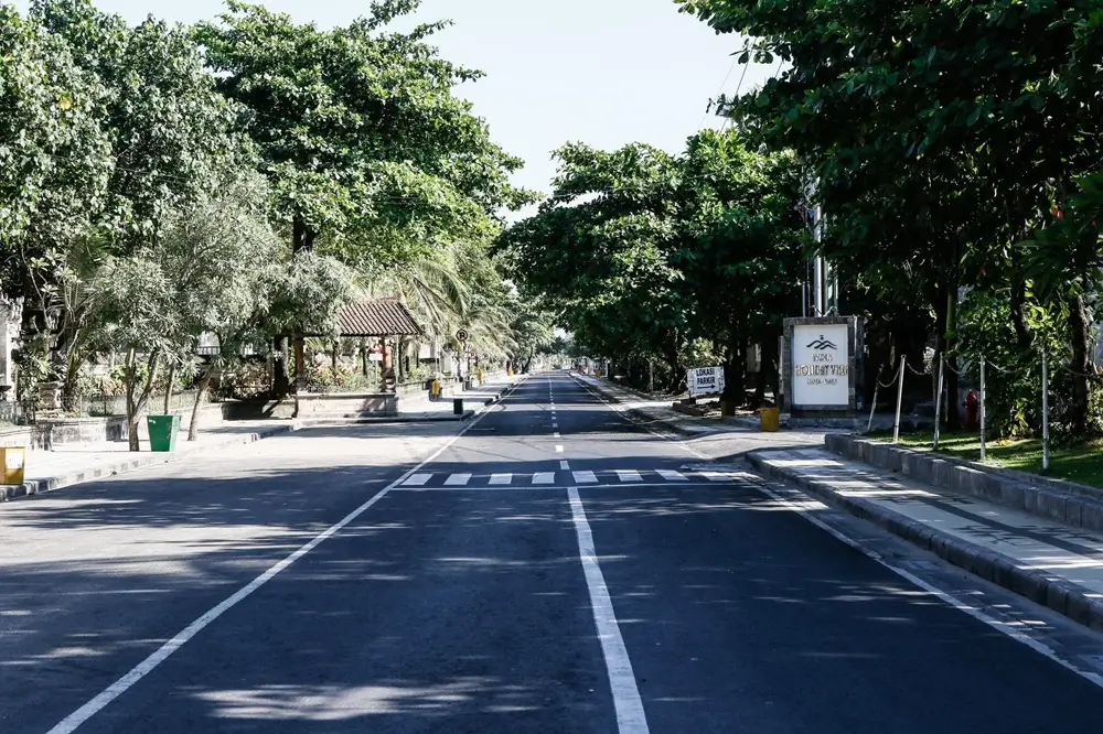 Empty Bali street during Nyepi