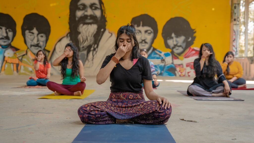 A Group of Women Practicing Anulom Vilom A Group of Women Practicing Anulom Vilom